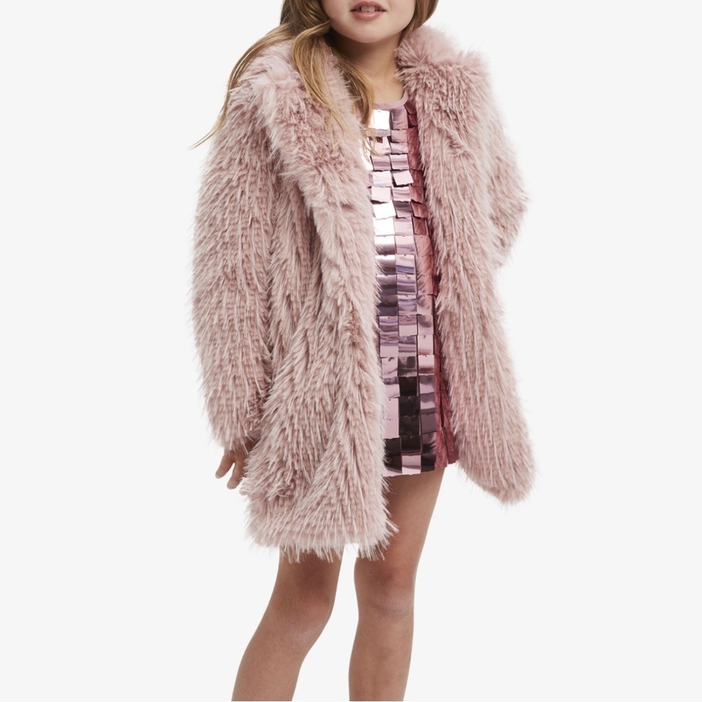 Mayoral Outerwear Collection Coat Girl 12 Shaggy Faux Fur Tan Pockets Fun Jacket
